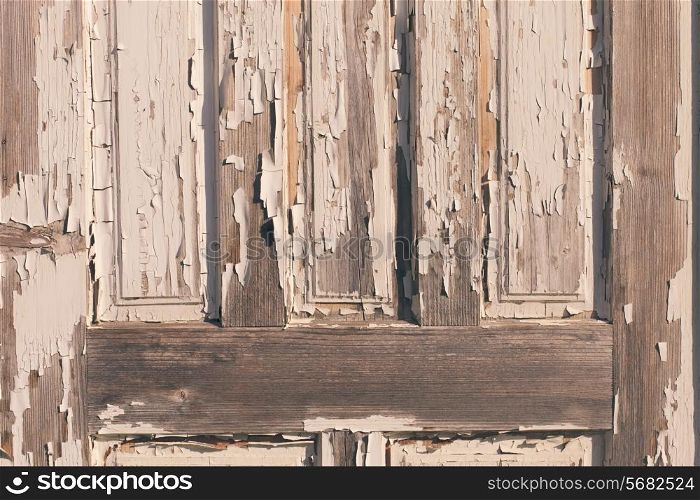Old vintage wooden door with white paint