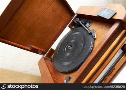 Old vinyl wooden record-player