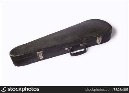 Old violin case isolated on white background