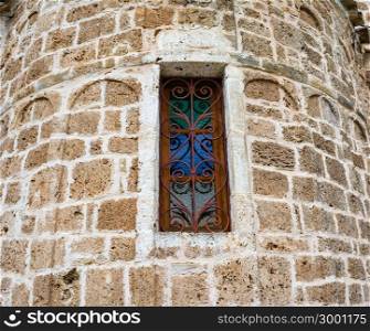 Old vitro church window in Greece