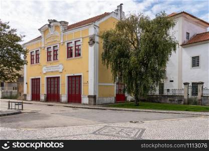 Old volunteer fire station or Bombeiros Voluntarios building in Aveiro. Old fire station in Aveiro in Portugal