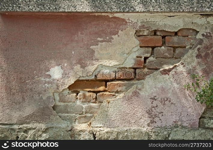 Old wall. Partial rundown. Horisontal image