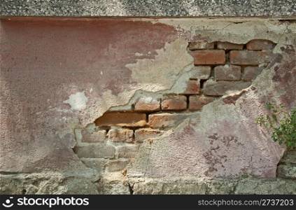 Old wall. Partial rundown. Horisontal image