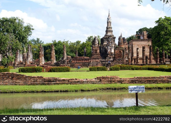 Old wat Mahathat in old Sukhotai, Thailand