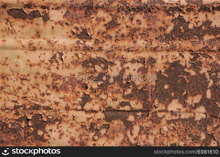 Old weathered grunge rusty metal tin surface closeup as background