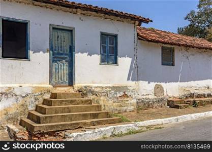 Old weathered house with potholed walls used by poor populations in the interior of Brazil. Old weathered house with potholed walls