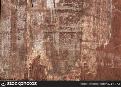 Old weathered plywood surface with faded paint as background