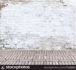 Old white brick wall texture background