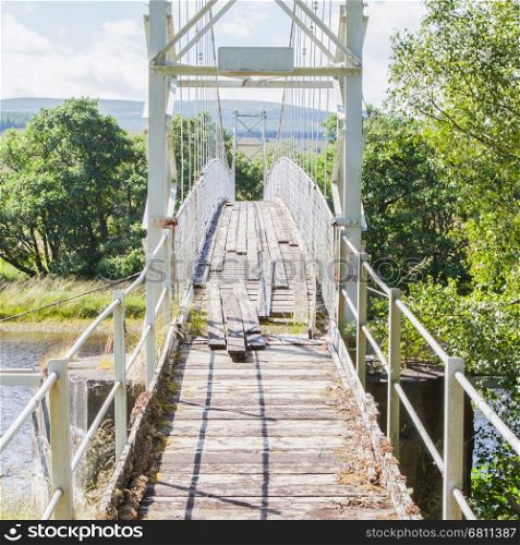 Old white bridge - Footpath over a river - Scotland