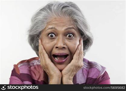 Old woman surprised