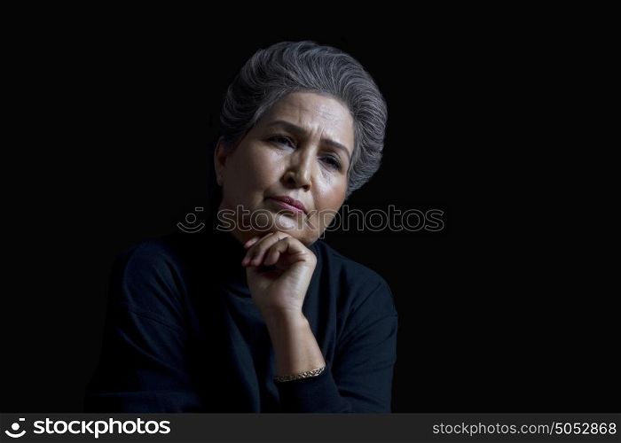 Old woman thinking