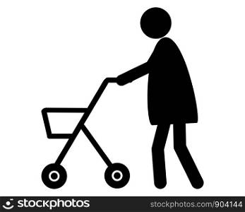 Old woman walking with rollator