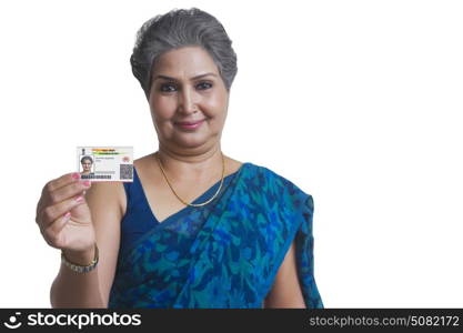 Old woman with identity card