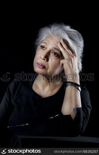 Old woman worried