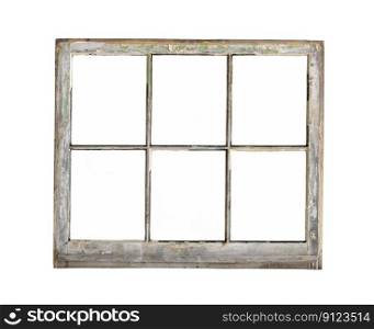 Old wood frame window isolated.