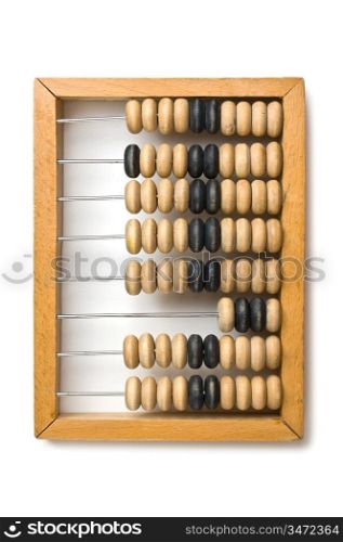 old wooden abacus isolated on a white background
