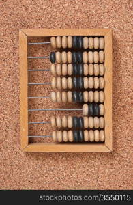 old wooden abacus on a cork board