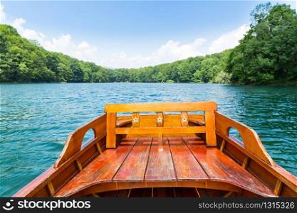 Old wooden boat on the lake, Montenegro