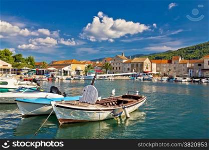 Old wooden boats in Stari Grad, Hvar island in Croatia