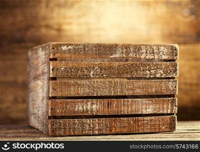 old wooden box on wooden background