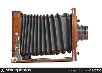old wooden camera isolated on white