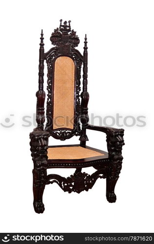 old wooden chair furniture isolated over white background