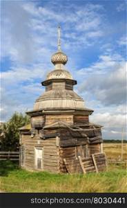 Old wooden Chapel of St. George (1779) in the village Nermusha, Arkhangelsk region, Russia