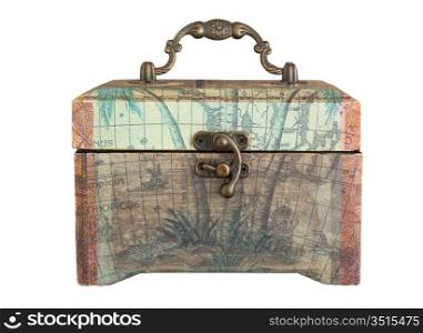 Old wooden chestl isolated on a white background