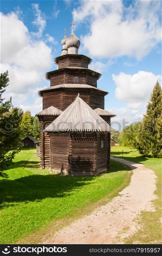 old wooden church built in north west Russia