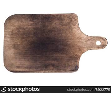old wooden cutting board isolated on white background