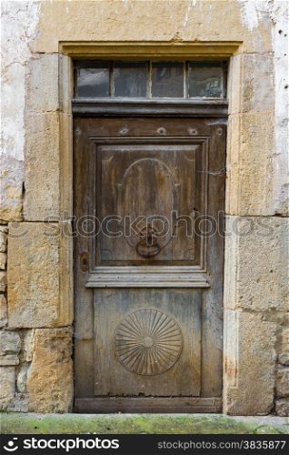 Old Wooden Door in the French City