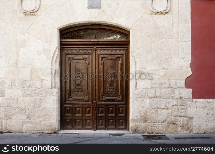 Old wooden door in Valladolid, Castilla y Leon, Spain