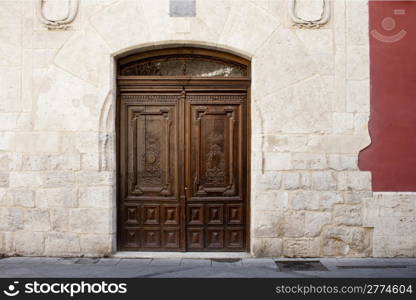 Old wooden door in Valladolid, Castilla y Leon, Spain