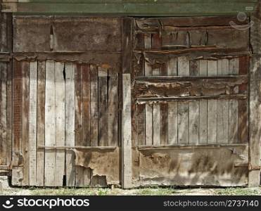Old wooden doors. Wooden boards made