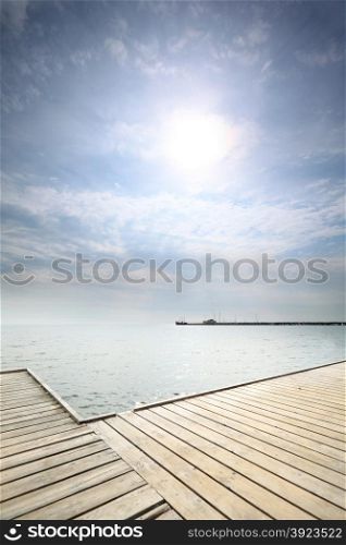 old wooden empty pier jetty at the sea - Sopot Poland