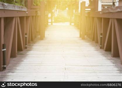 old wooden footbridge pedestrian walkway