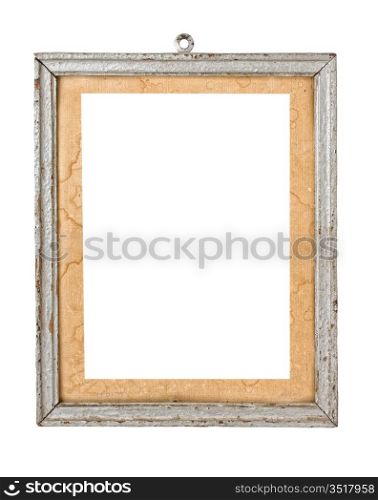 old wooden frame for a picture isolated on white background
