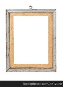 old wooden frame for a picture isolated on white background