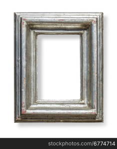 old wooden frame isolated on white background with clipping path