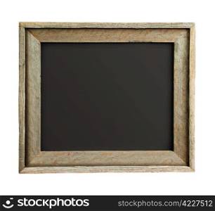 Old wooden frame isolated on white background with path