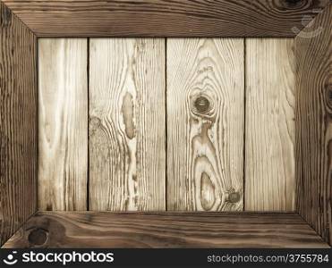 Old wooden frame with wood planks inside