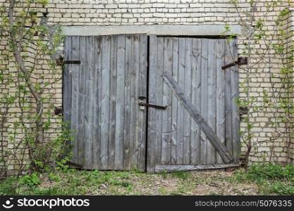 Old wooden gate in the barn