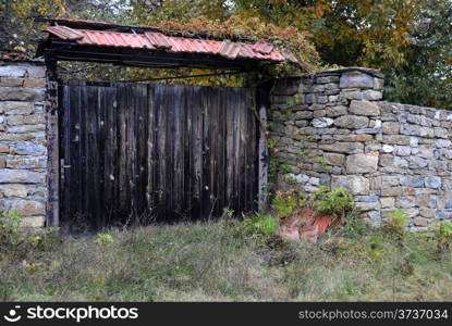 Old wooden gate in the Bulgarian village