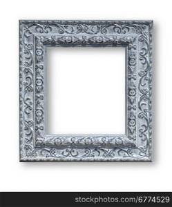 Old wooden picture frame isolated on white background with clipping path