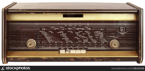 Old Wooden Radio Isolated with Clipping Path