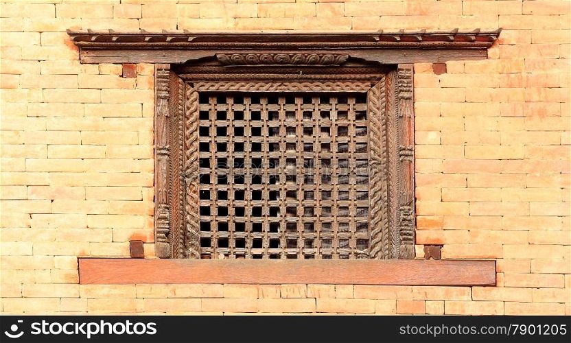 Old wooden traditional Nepalese window detail. Nepal.
