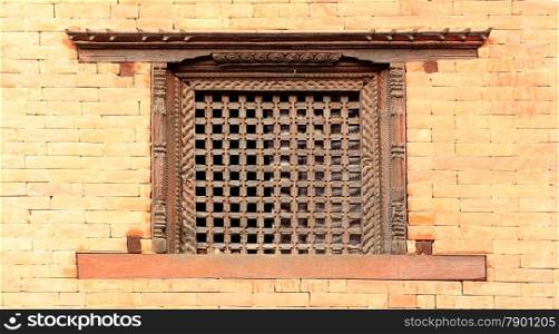 Old wooden traditional Nepalese window detail. Nepal.