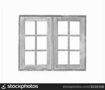 Old wooden window isolated on white background.. Old wooden window isolated on white background,architecture of traditional houses in Thailand.