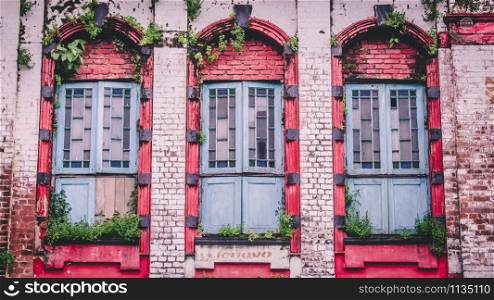 Old wooden window shutters in down town