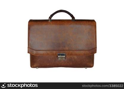 old worn leather briefcase